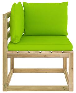 VidaXL Kutna vrtna sofa s jastucima od zeleno impregnirane borovine