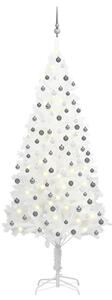 VidaXL Umjetno božićno drvce s LED svjetlima i kuglicama bijelo 210 cm