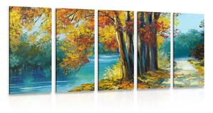 5-dijelna slika oslikana stabla u bojama jeseni