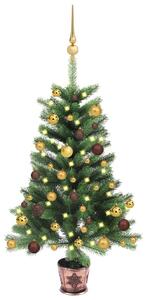 VidaXL Umjetno božićno drvce s LED svjetlima i kuglicama 90 cm zeleno