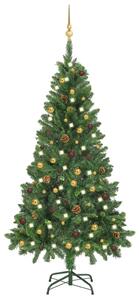 VidaXL Umjetno božićno drvce s LED svjetlima i kuglicama zeleno 150cm