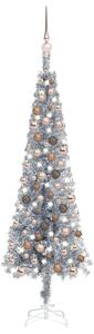 VidaXL Tanko božićno drvce s LED svjetlom i setom kugli 120 cm srebrno