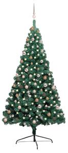 VidaXL Umjetna osvijetljena polovica božićnog drvca zelena 210 cm