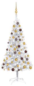 VidaXL Umjetno božićno drvce LED s kuglicama srebrno 120 cm PET