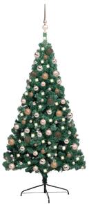 VidaXL Umjetna polovica božićnog drvca LED s kuglicama zelena 240 cm