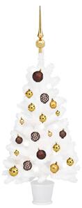 VidaXL Umjetno božićno drvce s LED svjetlima i kuglicama bijelo 90 cm