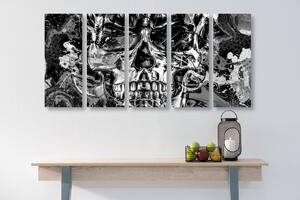 5-dijelna slika lubanja u boji u crno-bijelom dizajnu