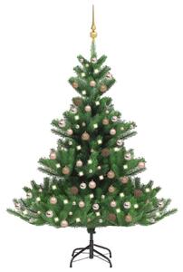 VidaXL Umjetno božićno drvce kavkaska jela LED i kuglice zeleno 210 cm
