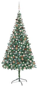 VidaXL Umjetno božićno drvce LED s kuglicama i šiškama 210 cm