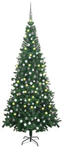 VidaXL Umjetno božićno drvce LED s kuglicama L 240 cm zeleno