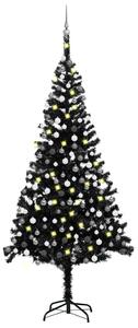 VidaXL Umjetno božićno drvce LED s kuglicama crno 240 cm PVC