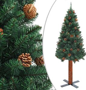 VidaXL Tanko osvijetljeno božićno drvce s kuglicama zeleno 150 cm