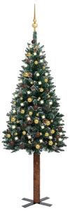 VidaXL Usko božićno drvce s LED svjetlima i kuglicama zeleno 150 cm