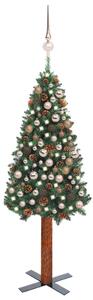 VidaXL Usko božićno drvce s LED svjetlima i kuglicama zeleno 210cm PVC