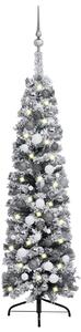 VidaXL Usko božićno drvce LED s kuglicama i snijegom zeleno 120 cm