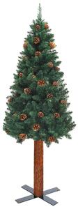 VidaXL Tanko osvijetljeno božićno drvce s kuglicama zeleno 150 cm PVC
