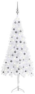 VidaXL Kutno umjetno božićno drvce LED s kuglicama bijelo 240 cm PVC