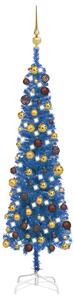 VidaXL Tanko božićno drvce s LED svjetlom i setom kugli 120 cm plavo