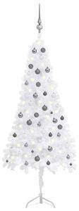 VidaXL Kutno umjetno božićno drvce LED s kuglicama bijelo 180 cm PVC