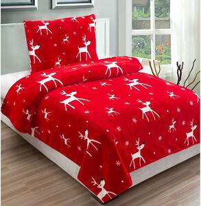 Crvena mikroplišana posteljina za krevet za jednu osobu My House Dasher, 140 x 200 cm