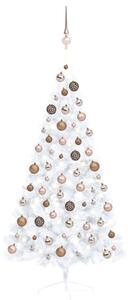 VidaXL Umjetna polovica božićnog drvca LED s kuglicama bijela 150 cm