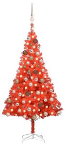 VidaXL Umjetno božićno drvce LED s kuglicama crveno 180 cm PVC