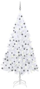 VidaXL Umjetno božićno drvce LED s kuglicama bijelo 210 cm PVC