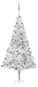 VidaXL Umjetno božićno drvce LED s kuglicama srebrno 210 cm PET