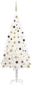 VidaXL Umjetno božićno drvce s LED svjetlima i kuglicama bijelo 210 cm