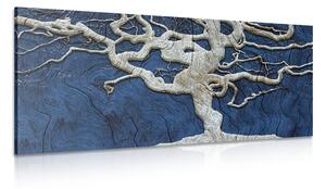Slika apstraktno stablo na drvu s plavim kontrastom