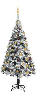 VidaXL Umjetno božićno drvce s LED svjetlima i kuglicama zeleno 120 cm