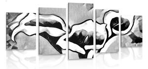5-dijelna slika umjetničke etno kale u crno-bijelom dizajnu