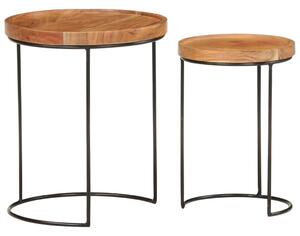 VidaXL 2-dijelni set stolića za kavu masivno bagremovo drvo i čelik