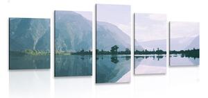 5-dijelna slika oslikana scenerija planinskog jezera