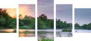 5-dijelna slika izlazak sunca kraj rijeke