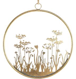Metalna zidna dekoracija FLOWERS RING Ø 41 cm zlatna