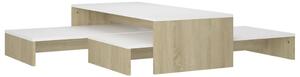 VidaXL Set uklapajućih stolića za kavu bijeli/hrast 100x100x26,5 cm