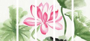 5-dijelna slika akvarelni lotosov cvijet