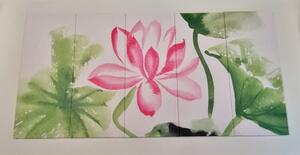 5-dijelna slika akvarelni lotosov cvijet