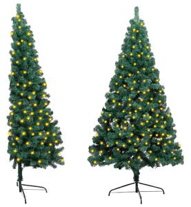 VidaXL Umjetna polovica božićnog drvca i stalak LED zelena 150 cm PVC