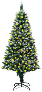 VidaXL Umjetno božićno drvce LED sa šiškama i bijelim snijegom 210 cm