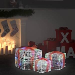 VidaXL Ukrasne akrilne božićne kutije za poklone 3 kom šarene