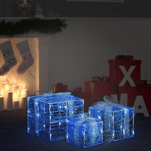 VidaXL Ukrasne akrilne božićne kutije za poklone 3 kom hladne bijele