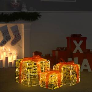 VidaXL Ukrasne akrilne božićne kutije za poklone 3 kom tople bijele