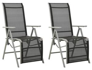 VidaXL Nagibne vrtne stolice 2 kom od tekstilena i aluminija srebrne