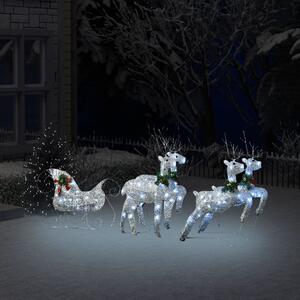 VidaXL Ukrasni božićni sobovi i sanjke 100 LED žarulja vanjski srebrni