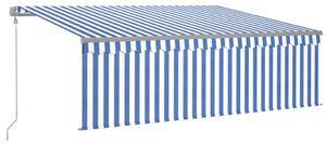 VidaXL Automatska tenda na uvlačenje s roletom 4,5 x 3 m plavo-bijela