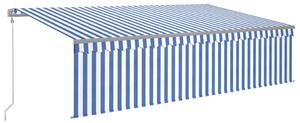 VidaXL Automatska tenda na uvlačenje s roletom 5 x 3 m plavo-bijela