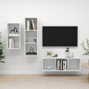 VidaXL 3-dijelni set TV ormarića visoki sjaj bijeli od iverice