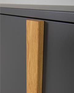 Antracit siva komoda s hrastovim nogama Tenzo Birka, 216 x 78 cm